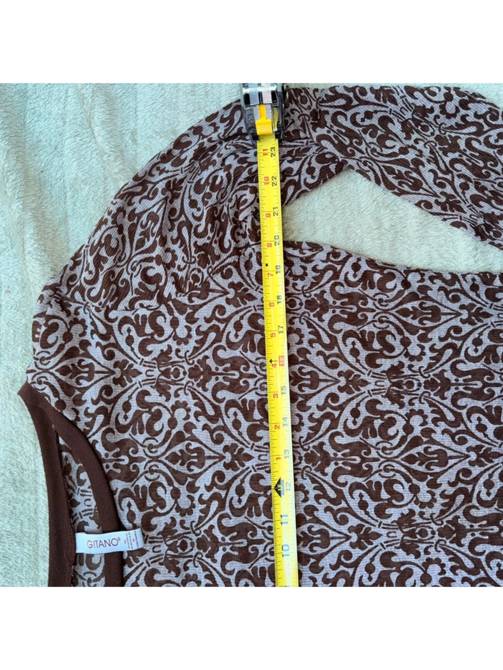 Sheer Brown Patterned Fall Y2K 90’s Long Sleeve - Picture 5 of 6